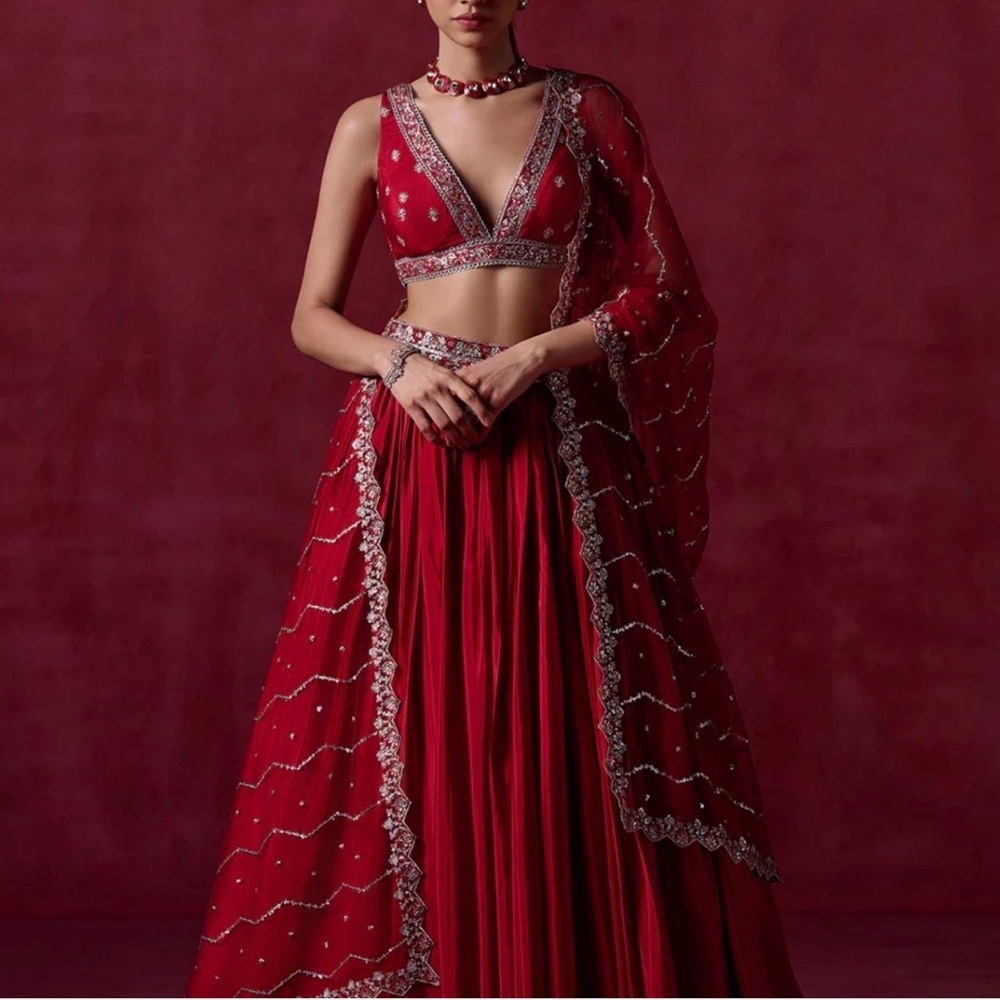 Elegant Red Embellished Women's Dress